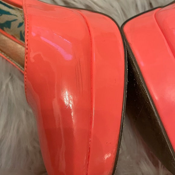 Sz 9 Peachy Orange Patent Leather Madden Girl “Unite” Stilettos 👠 - Picture 12 of 12